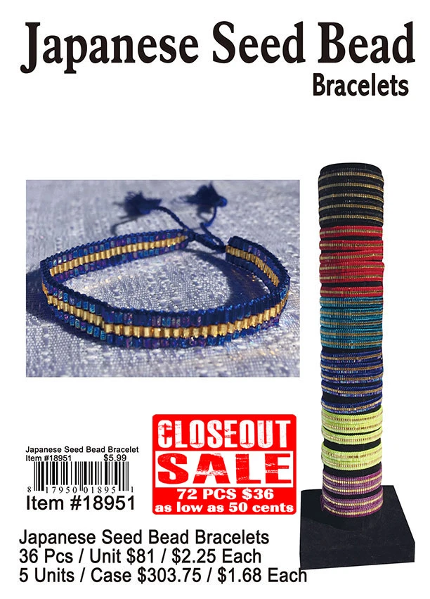 Japanese Seed Bead Bracelets - Closeout 72 Pcs.